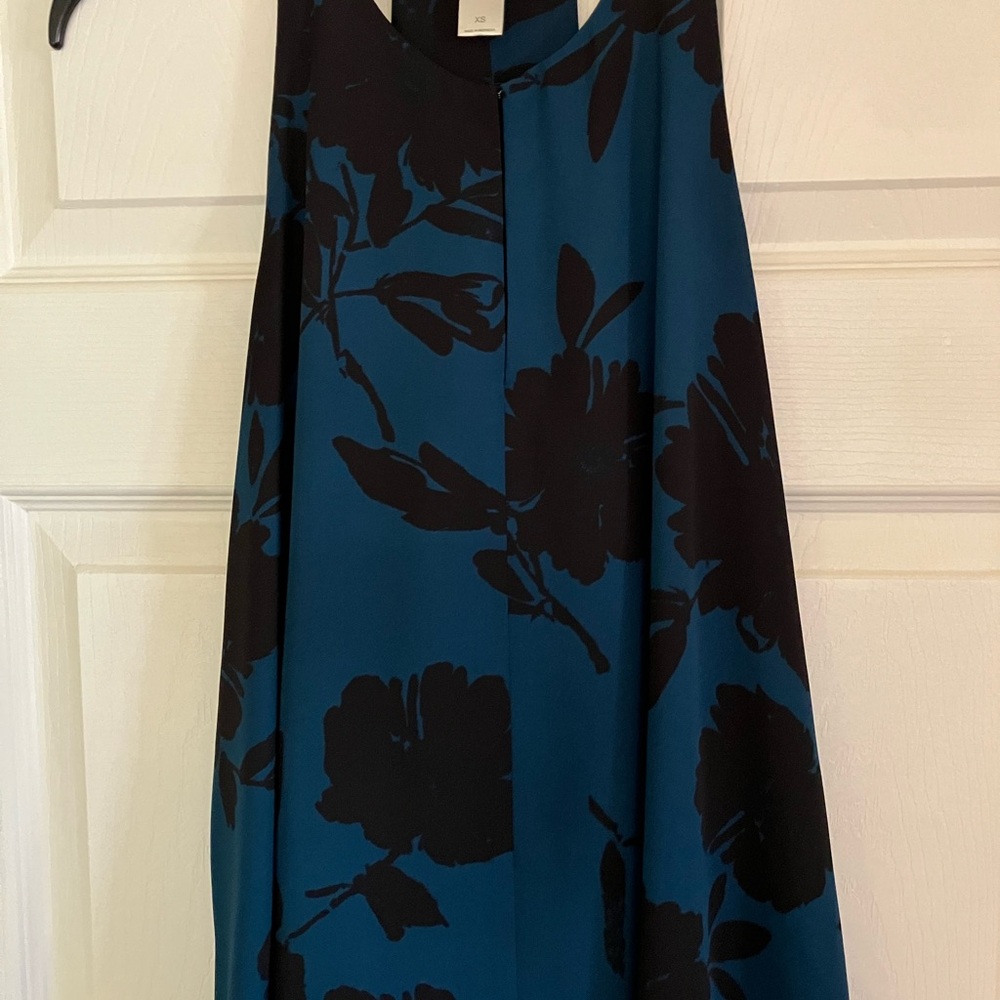 Teal and Black Floral Sleeveless Dress